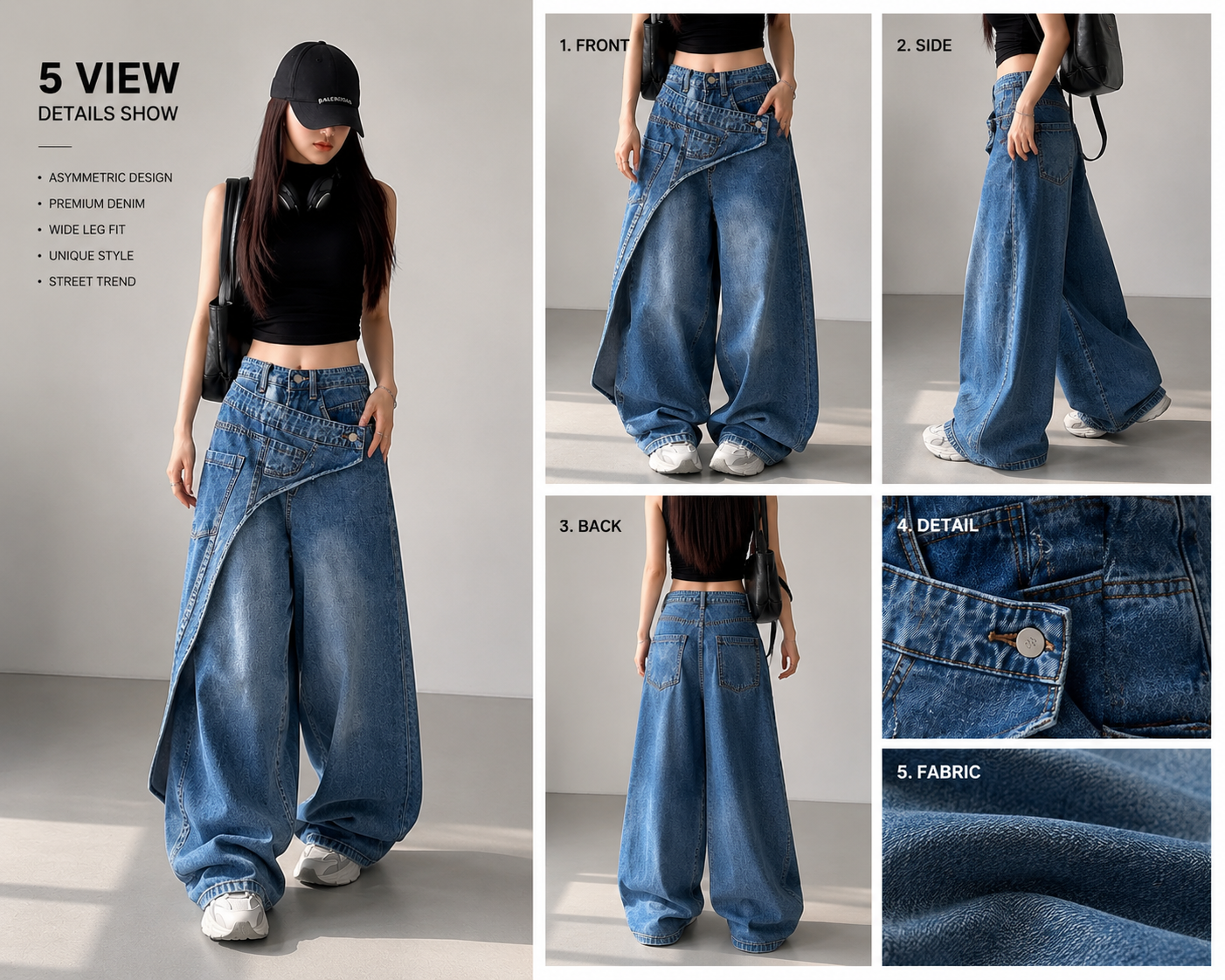 SJ Urban Layered Denim Maxi Pants