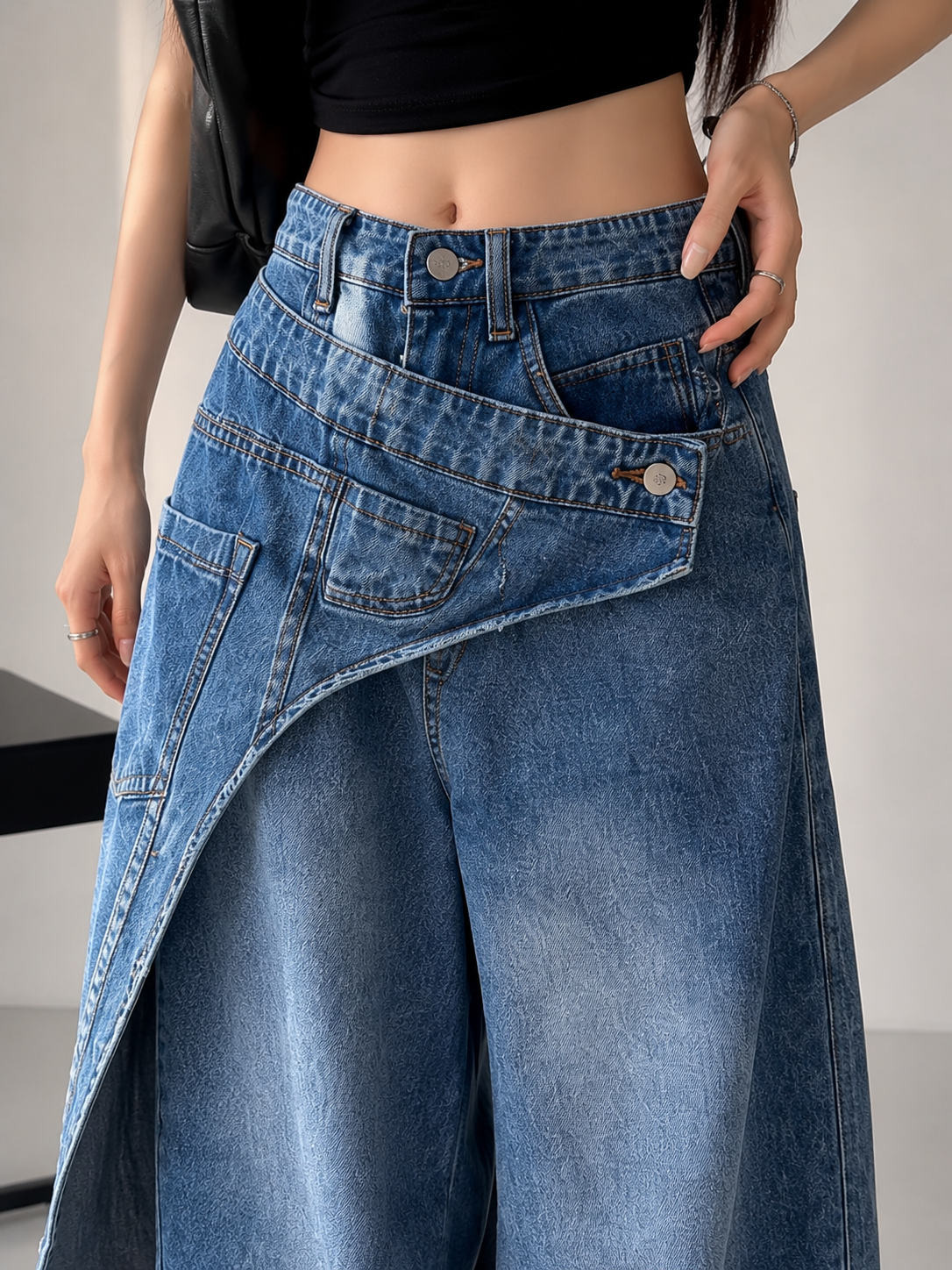 SJ Urban Layered Denim Maxi Pants