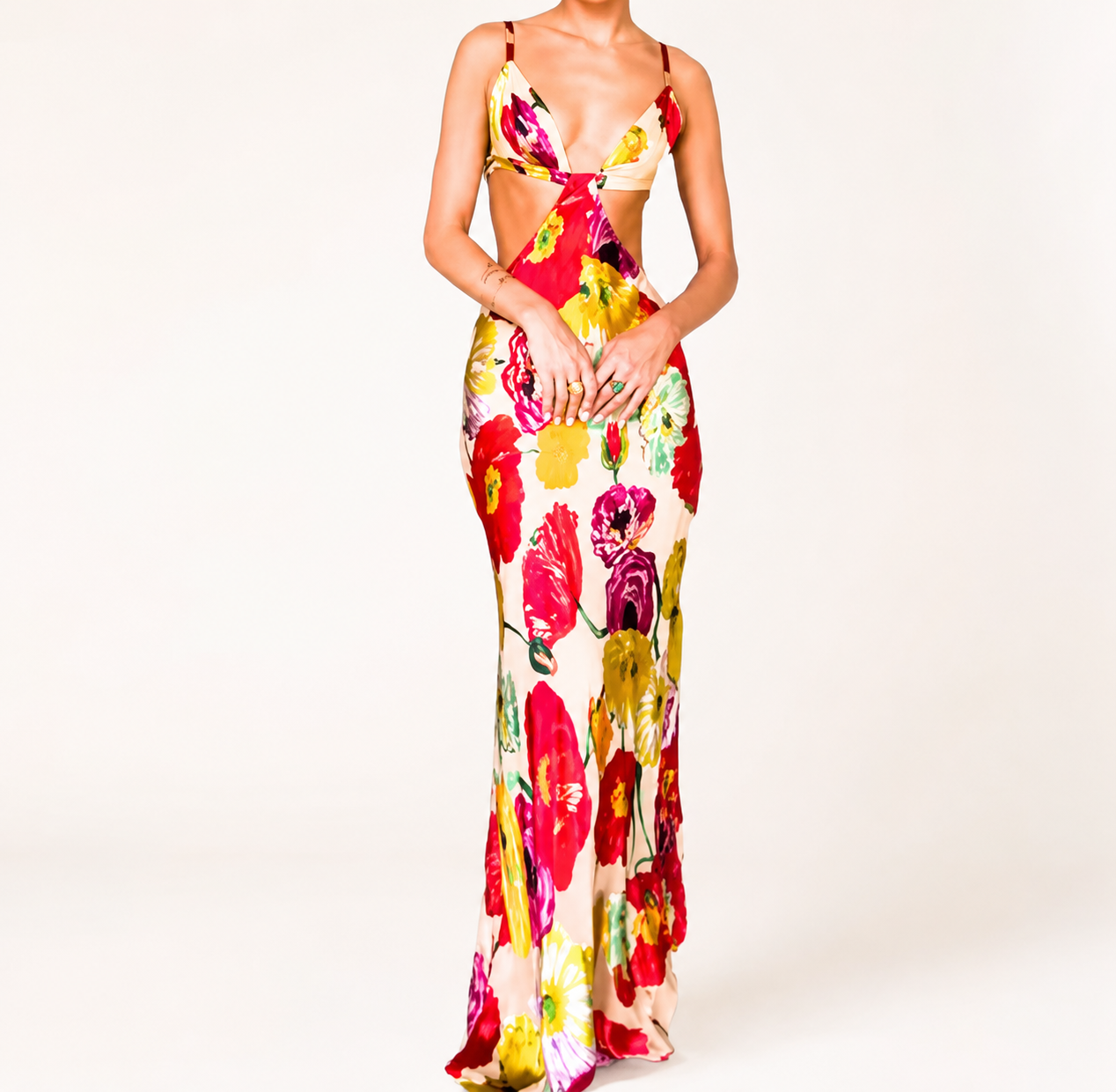 SJ Riviera Floral  Evening Luxe Maxi Dress