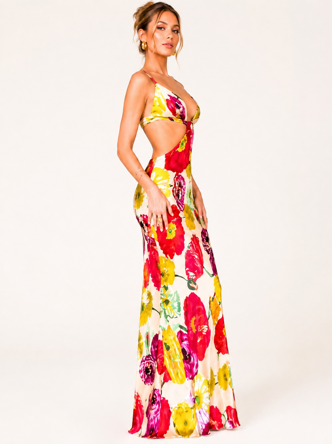 SJ Riviera Floral  Evening Luxe Maxi Dress